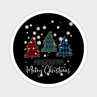 Mississippi Merry Christms Buffalo Plaid Xmas Tree  Magnet